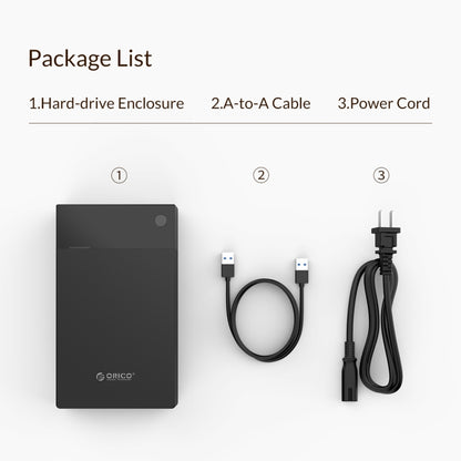 ORICO 3599U3 2.5 / 3.5-Inch Portable Hard-Drive Enclosure, EU Plug, EU Plug