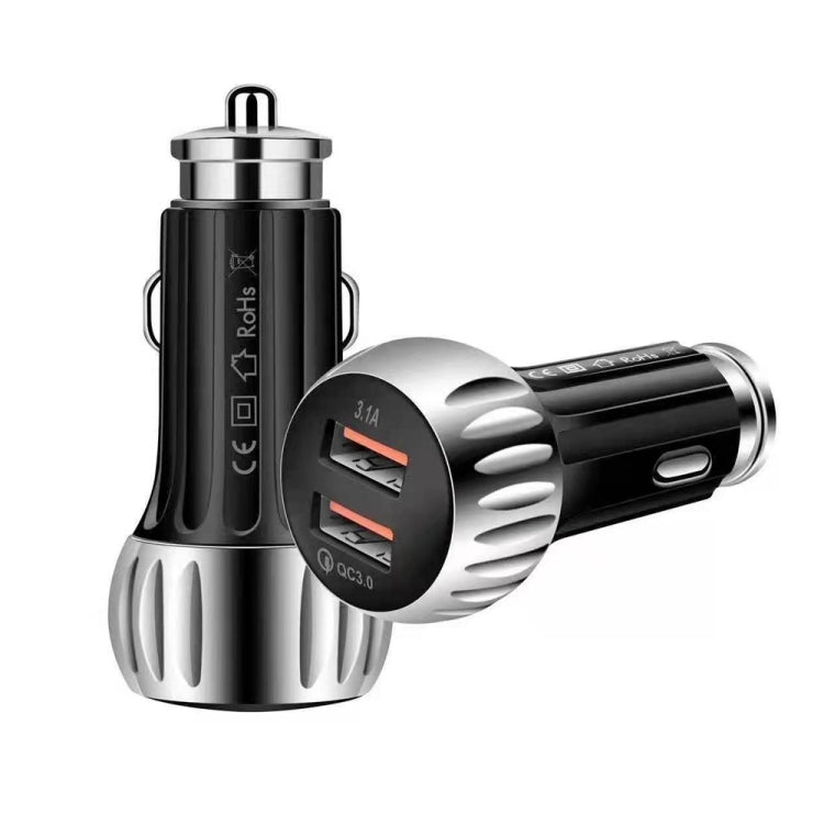 YSY-310QC18W QC3.0 Dual Port USB Car Charger + 3A USB to USB-C / Type-C Data Cable, Cable Length: 1m, YSY-310QC18W with Type-C Cable, with USB-C / Type-C Cable