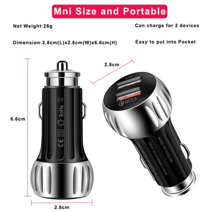 YSY-310QC18W QC3.0 Dual Port USB Car Charger + 3A USB to USB-C / Type-C Data Cable, Cable Length: 1m, YSY-310QC18W with Type-C Cable, with USB-C / Type-C Cable