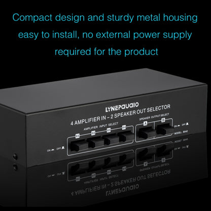 B042 4-in 2-out Power Amplifier Sound Switcher Loudspeaker Switch Distributor, 300W Per Channel Lossless Sound Quality, B042