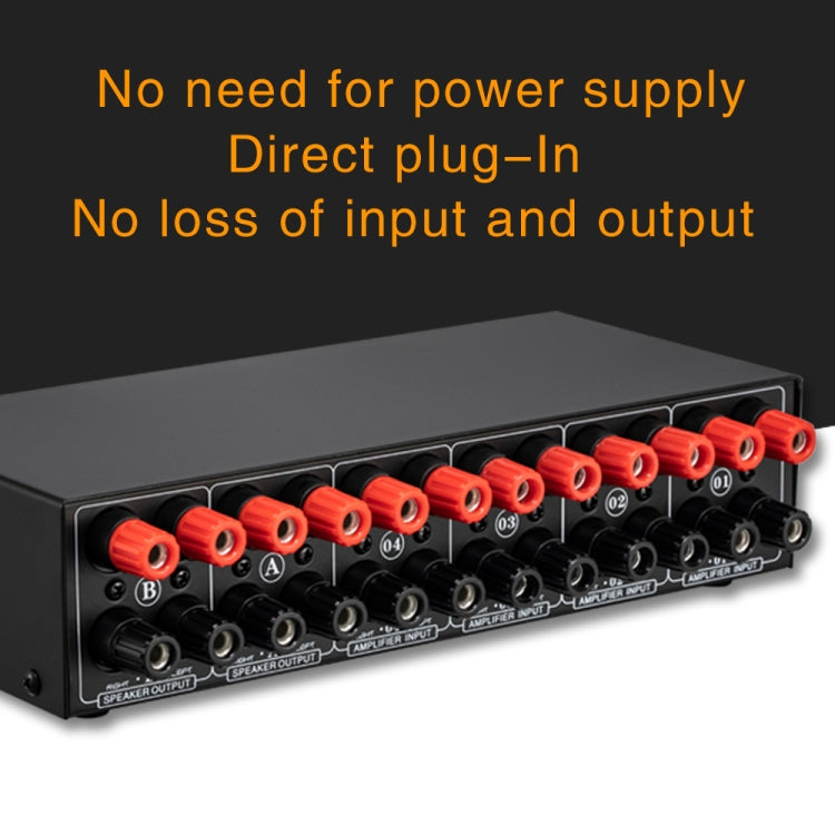 B042 4-in 2-out Power Amplifier Sound Switcher Loudspeaker Switch Distributor, 300W Per Channel Lossless Sound Quality, B042