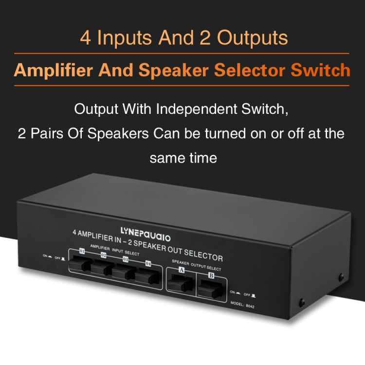 4 Input 2 Output Power Amplifier And Speaker Switcher Speaker Switch Splitter Comparator 300W Per Channel Without Loss Of Sound Quality, 4 In 2 Out