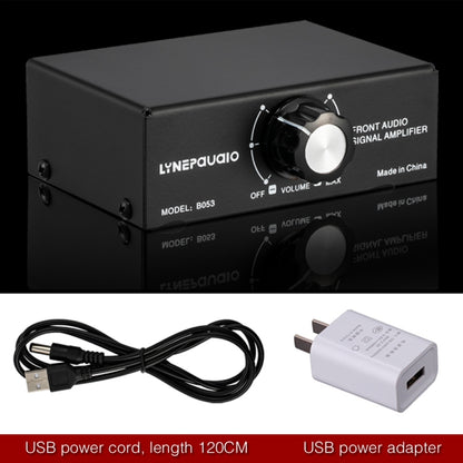 B053 Front Stereo Sound Amplifier Headphone Speaker Amplifier Booster with Volume Adjustment, 2-Way Mixer, USB 5V Power Supply, US Plug, B053