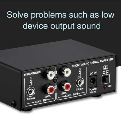 B053 Front Stereo Sound Amplifier Headphone Speaker Amplifier Booster with Volume Adjustment, 2-Way Mixer, USB 5V Power Supply, US Plug, B053