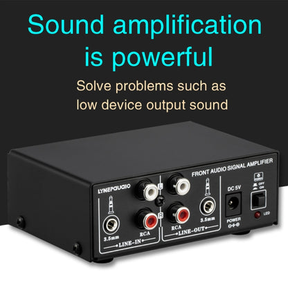 B053 Front Stereo Sound Amplifier Headphone Speaker Amplifier Booster with Volume Adjustment, 2-Way Mixer, USB 5V Power Supply, US Plug, B053