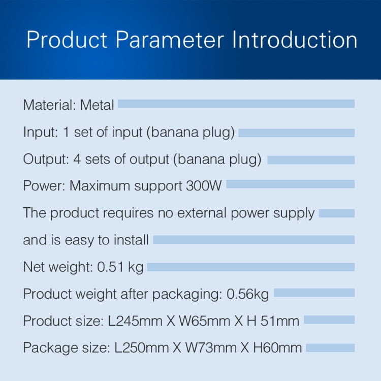 1 In And 4 Out Amplifier Sound Speaker Distributor, 4-Area Sound Source, Signal Distribution Panel, Single Audio Input, 300W Per Channel, B030