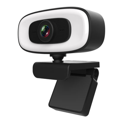 C10 2K HD Without Distortion 360 Degrees Rotate Three-speed Fill Light USB Free Drive Webcams, Built-in  Sound Clearer Microphone