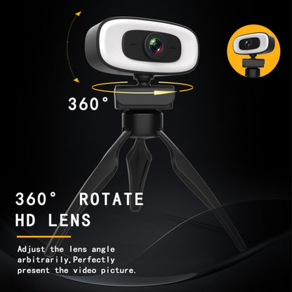C10 2K HD Without Distortion 360 Degrees Rotate Three-speed Fill Light USB Free Drive Webcams, Built-in  Sound Clearer Microphone