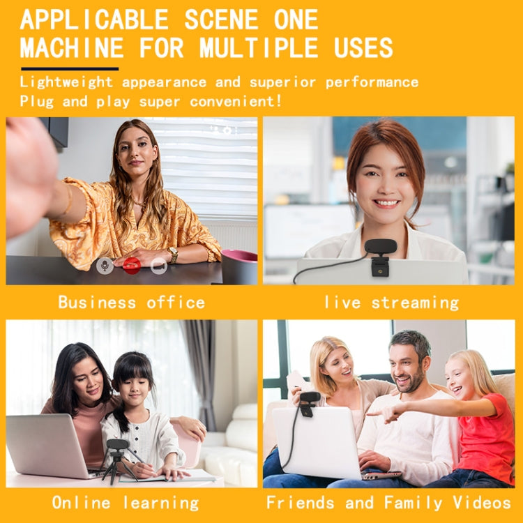 C10 2K HD Without Distortion 360 Degrees Rotate Three-speed Fill Light USB Free Drive Webcams, Built-in  Sound Clearer Microphone