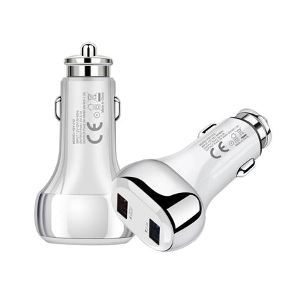 YSY-312 2 in 1 18W Portable QC3.0 Dual USB Car Charger + 1m 3A USB to Micro USB Data Cable Set, with Micro USB Cable