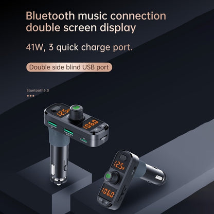 BC70 Car Bluetooth 5.0 FM Transmitter Radio Adapter Dual Display Wireless Handsfree Call MP3 Music Player QC3.0 PD USB Charger, BC70