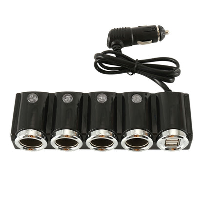 4 Way Car Cigarette Lighter Socket Splitter Dual USB Port Car Charger Adapter, 4 Way
