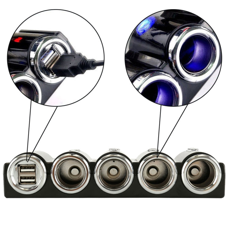 4 Way Car Cigarette Lighter Socket Splitter Dual USB Port Car Charger Adapter, 4 Way