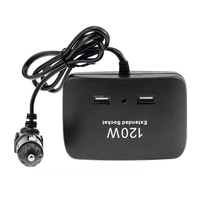 120W Car Cigarette Lighter Adapter, 3-Socket Cigarette Lighter Splitter with Dual USB Car Charger for iPhone iPad Samsung GPS Dashcam, 120W