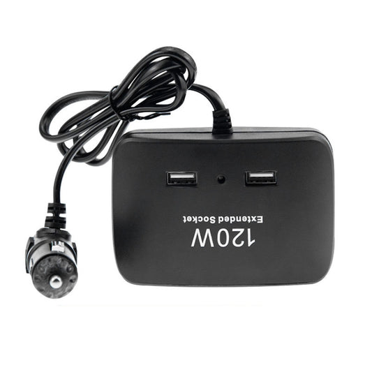 120W Car Cigarette Lighter Adapter, 3-Socket Cigarette Lighter Splitter with Dual USB Car Charger for iPhone iPad Samsung GPS Dashcam, 120W