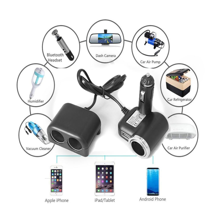 Car Sockets Car Cigarette Lighter Adapter Splitter Set 2 USB Car Charger 12V / 24V Car Styling Accessories Interior Parts, 1526