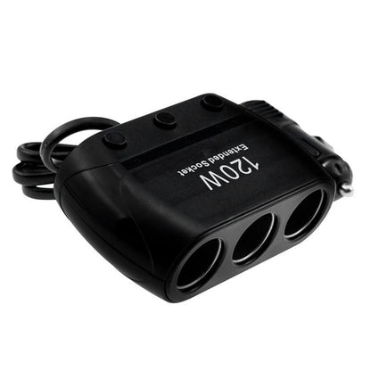 Cigarette Lighter Adapter Splitter 3 Sockets Cigarette Lighter Splitter 12V/24V Power Car Charger, 3 Sockets