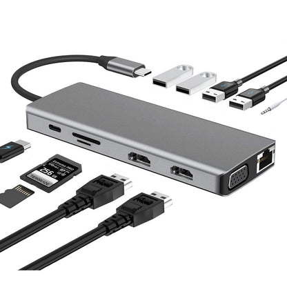 WS-04 12-in-1 Type-C Notebook Multi-function Docking Station, 12 in 1