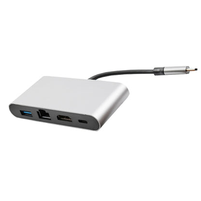 WS-07 Type-C 3.1 to RJ45 + HDMI + USB3.0 + PD 4-in-1 Converter Multifunctional Docking Station, WS-07