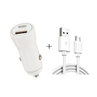 P21 Portable PD 20W + QC3.0 18W Dual Ports Fast Car Charger with USB to Micro USB Cable Kit, with USB Cable