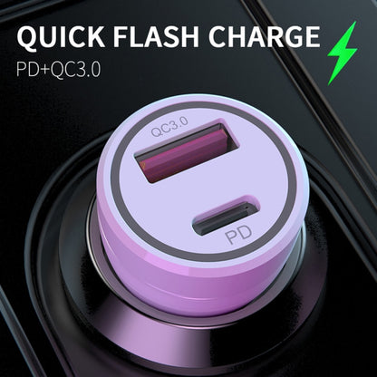 P21 Portable PD 20W + QC3.0 18W Dual Ports Fast Car Charger with USB to Micro USB Cable Kit, with USB Cable