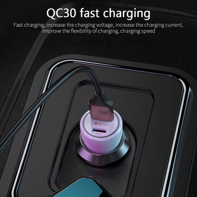 P21 Portable PD 20W + QC3.0 18W Dual Ports Fast Car Charger with USB to Micro USB Cable Kit, with USB Cable