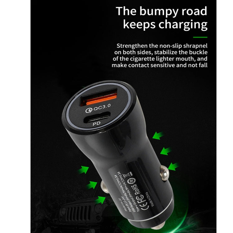 P21 PD 20W USB-C / Type-C + QC3.0 18W USB Fast Car Charger with USB-C / Type-C to 8 Pin Data Cable Set, USB-C / Type-C to 8 Pin