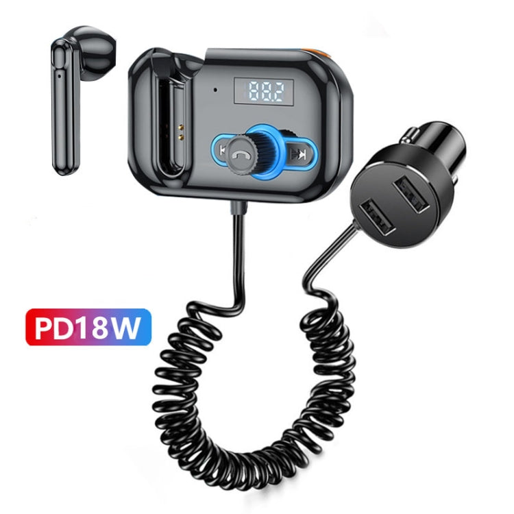 T2 FM Transmitter Hands-free Headphone Kit Headphone MP3 Player Private Call USB PD Quick Charge Audio Receiver, T2