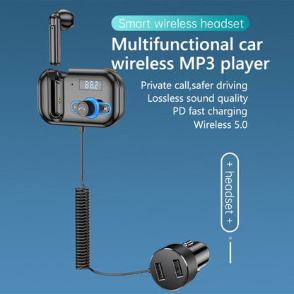 T2 FM Transmitter Hands-free Headphone Kit Headphone MP3 Player Private Call USB PD Quick Charge Audio Receiver, T2