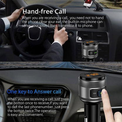 C57 QC3.0 Wireless FM Transmitter Fast Car Charger Bluetooth 5.0 Hands-free Car Modulator USB Flash Memory MP3 Player, C57