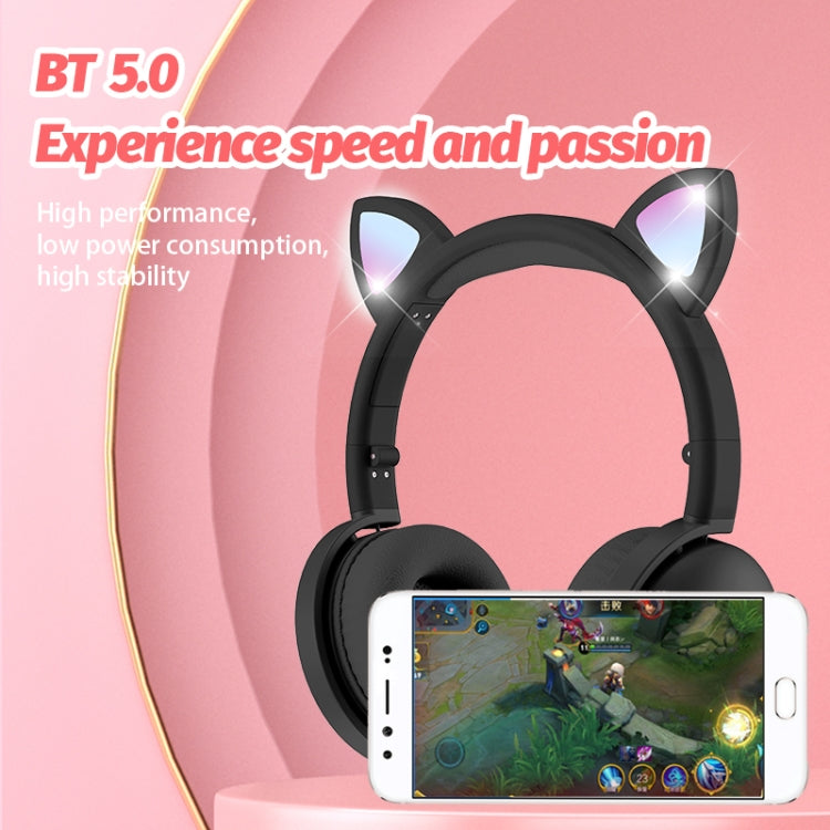 BK9 HiFi 7.1 Surrond Sound Cat Claw Luminous Cat Ear Bluetooth Gaming Headset with Mic