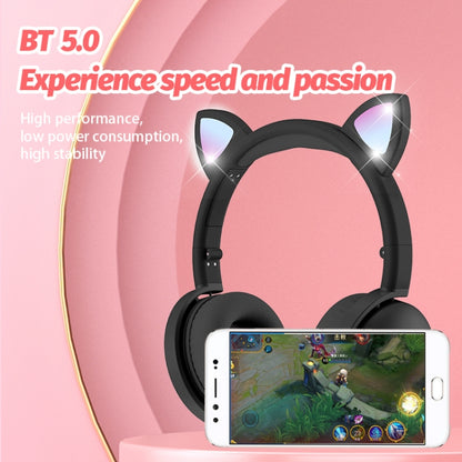 BK9 HiFi 7.1 Surrond Sound Cat Claw Luminous Cat Ear Bluetooth Gaming Headset with Mic