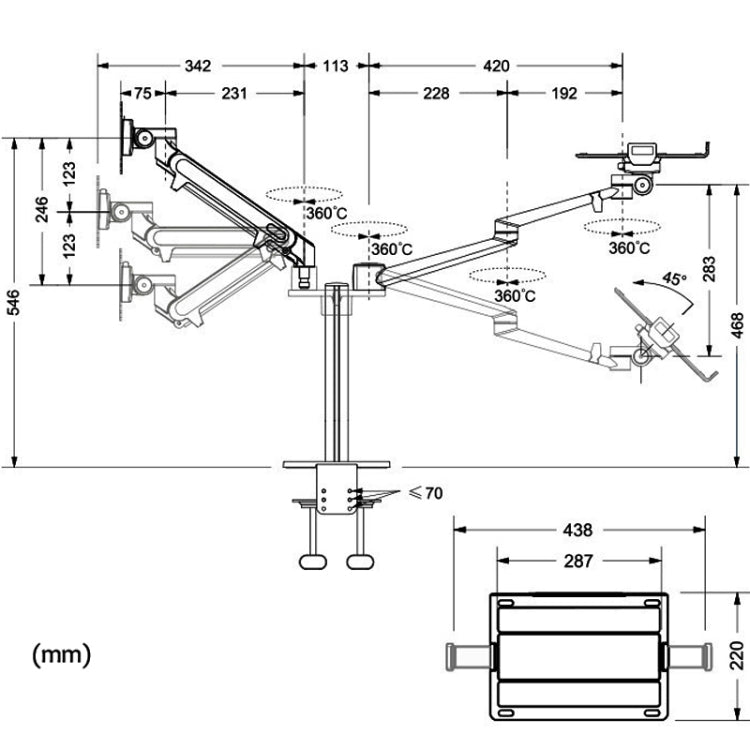 OL-3S Aluminum Height Adjustable Desktop Computer Stand for 17-32 inch and 12-17 inch Monitor, OL-3S