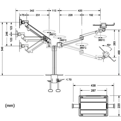 OL-3S Aluminum Height Adjustable Desktop Computer Stand for 17-32 inch and 12-17 inch Monitor, OL-3S
