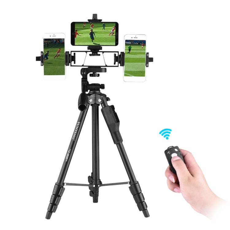 YUNTENG VCT-6808 Multi-Phone Bracket Tripod Mount with Ball Head and Remote Control, VCT-6808