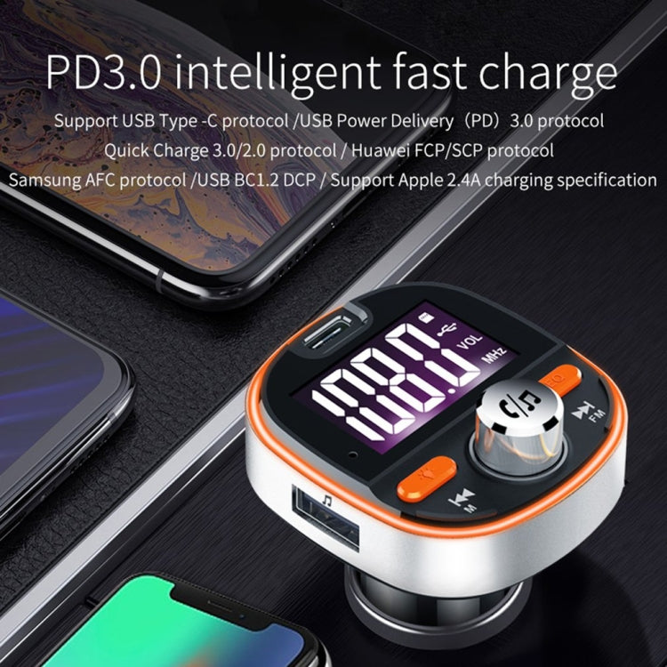 BC53 Wireless Car MP3 Player 5.0 FM Transmitter Colored Ambient Lights Hands-free Car Charger, BC53