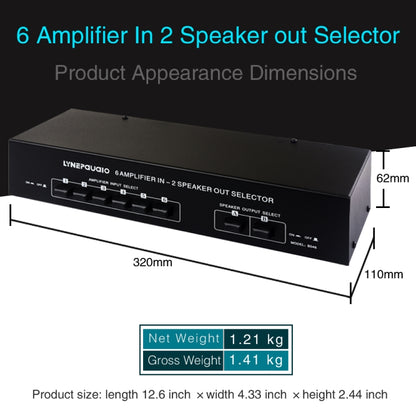 6 In 2 Out 300W Power Amplifier Switcher Loudspeaker Switch Distribute Device, 6 In 2 Out