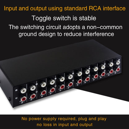 B059 10 In 2 Out / 2 In 10 Out 2-Way RCA Switch Audio Frequency Signal Select Shift Device Loudspeaker Box, B059