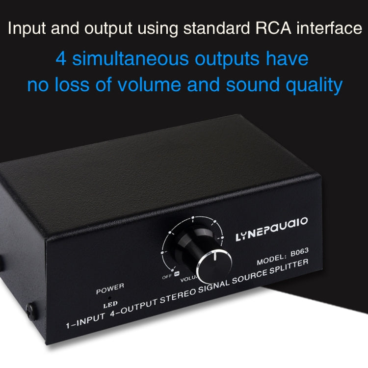 1 In 4 Out Audio Frequency Signal Distribute Device Non Consumption Output RCA Interface, 1 In 4 Out RCA Interface