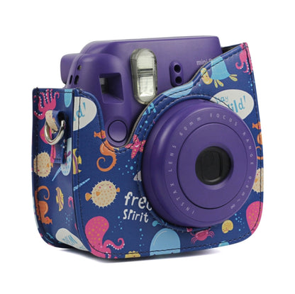 Ocean World Pattern Full Body Camera PU Leather Case Bag with Strap for FUJIFILM instax mini 9 / mini 8+ / mini 8, Ocean World Pattern