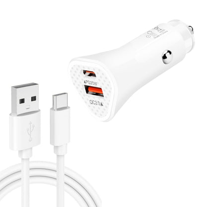 TE-P23 38W PD 20W USB-C / Type-C + QC3. 0 USB Triangle Car Charger + USB to USB-C / Type-C Data Cable, Length: 1m, with Type-C Cable