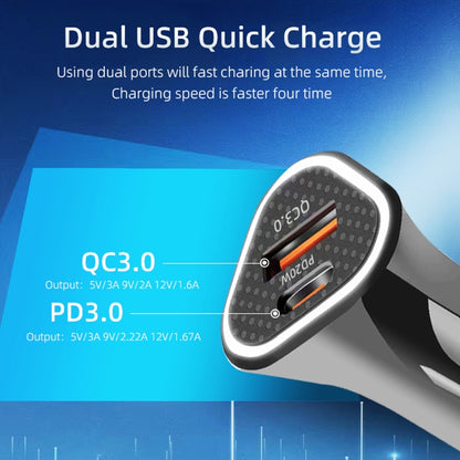 TE-P23 38W PD 20W USB-C / Type-C + QC3. 0 USB Triangle Car Charger + USB to USB-C / Type-C Data Cable, Length: 1m, with Type-C Cable