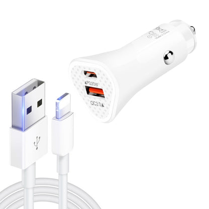 TE-P23 38W PD 20W USB-C / Type-C + QC3. 0 USB Triangle Car Charger + USB to 8 Pin Data Cable, Length: 1m, with 8 Pin Cable
