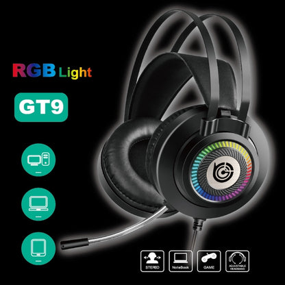 GT9 Professional LED Light Wired Gaming Headset with Mic for PC/PS4/PS5, GT9