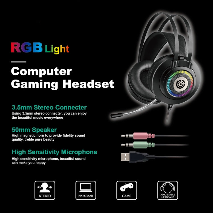 GT9 Professional LED Light Wired Gaming Headset with Mic for PC/PS4/PS5, GT9