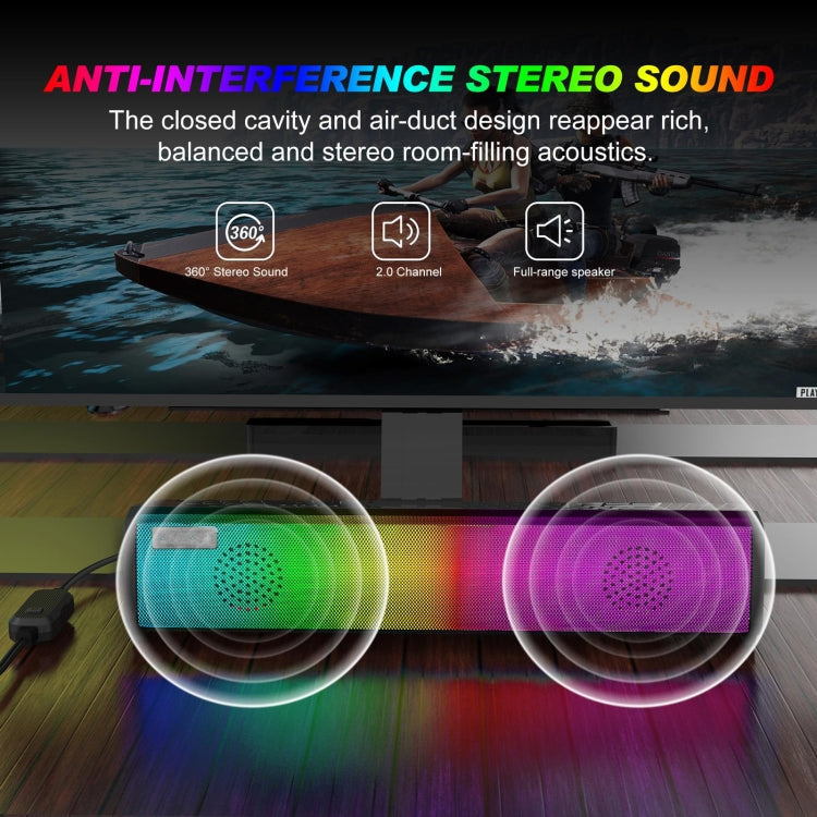 Q9 10W USB Soundbar Home Theater PC Surround Sound Box Wired Computer Speaker with RGB Light, Q9