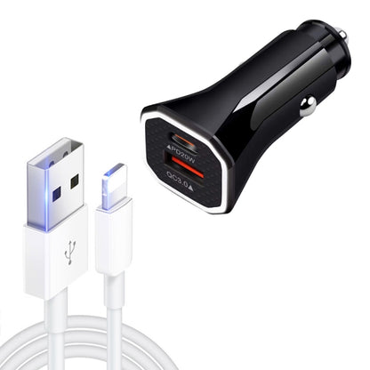 TE-P22 38W PD USB-C / Type-C + QC3. 0 USB Car Charger with 1m USB to 8 Pin Data Cable, with 8 Pin Cable