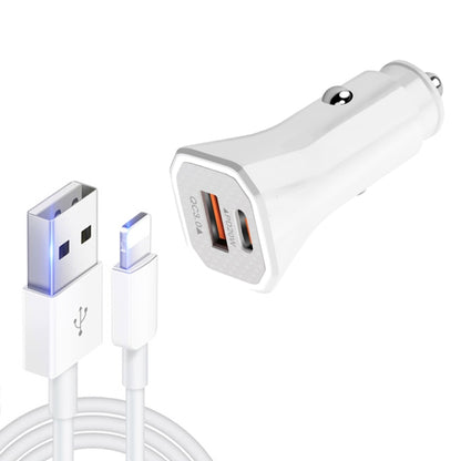 TE-P22 38W PD USB-C / Type-C + QC3. 0 USB Car Charger with 1m USB to 8 Pin Data Cable, with 8 Pin Cable