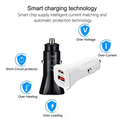 TE-P22 38W PD USB-C / Type-C + QC3. 0 USB Car Charger with 1m USB to 8 Pin Data Cable, with 8 Pin Cable