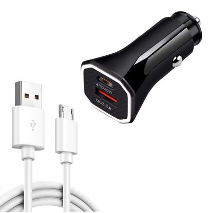 TE-P22 38W PD USB-C / Type-C + QC3. 0 USB Car Charger with 1m USB to Micro USB Data Cable, with Micro USB Cable